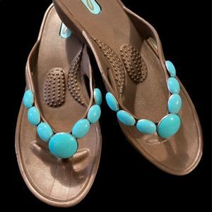 Ok b Women Embellished Thong Sandal Low Wedges